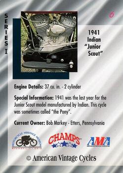 1992-93 Champs American Vintage Cycles #6 1941 Indian 'Junior Scout