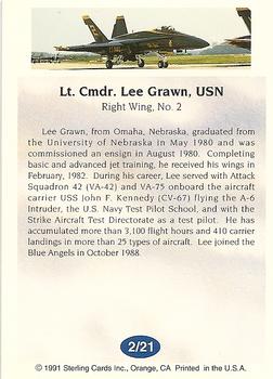 1991 Sterling Blue Angels #2 Lt. Cmdr. Lee Grawn, USN Back