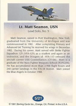1991 Sterling Blue Angels #5 Lt. Matt Seamon, USN Back