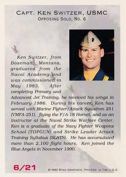 1992 Ryan Blue Angels #6 Capt. Ken Switzer, USMC Back
