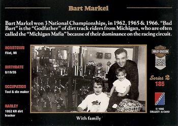 1992-93 Collect-A-Card Harley Davidson #185 Bart Markel Back