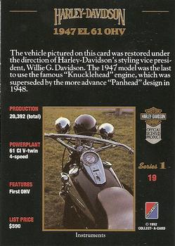 1992-93 Collect-A-Card Harley Davidson #19 1947 EL 61 OHV Back