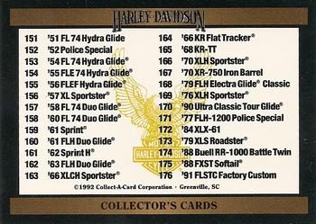 1992-93 Collect-A-Card Harley Davidson #200 Checklist Card #4: 151-200 Front