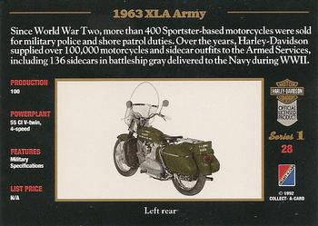 1992-93 Collect-A-Card Harley Davidson #28 1963 XLA Army Back