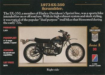 1992-93 Collect-A-Card Harley Davidson #30 1973 SX-350 Back