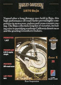 1992-93 Collect-A-Card Harley Davidson #35 1970 Baja Back