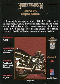 1992-93 Collect-A-Card Harley Davidson #45 1973 FX Super Glide Back