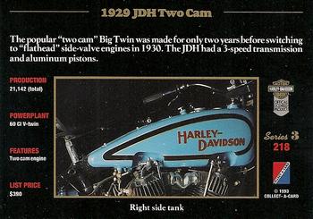 1992-93 Collect-A-Card Harley Davidson #218 1929 JDH Two Cam Back