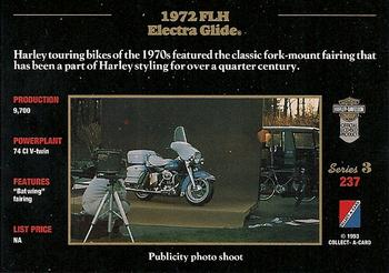 1992-93 Collect-A-Card Harley Davidson #237 1972 FLH Electra Glide Back