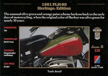 1992-93 Collect-A-Card Harley Davidson #239 1981 FLH-80 Heritage Edition Back