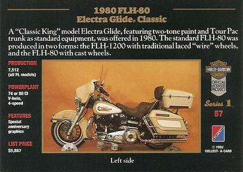 1992-93 Collect-A-Card Harley Davidson #57 1980 Electra Glide Back