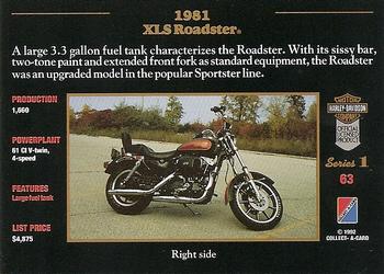 1992-93 Collect-A-Card Harley Davidson #63 1981 Roadster Back