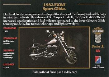 1992-93 Collect-A-Card Harley Davidson #68 1983 Sport Glide Back