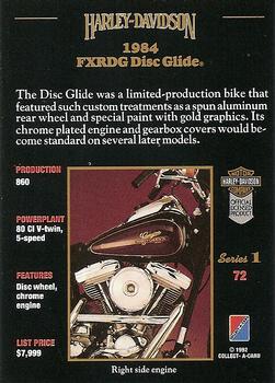 1992-93 Collect-A-Card Harley Davidson #72 1984 Disc Glide Back