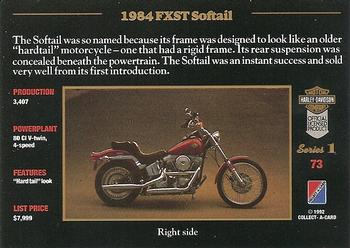 1992-93 Collect-A-Card Harley Davidson #73 1984 Softail Back