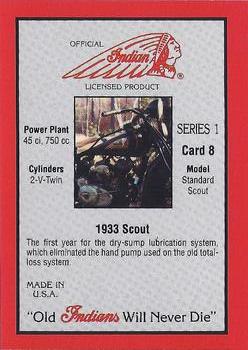 1992 Indian Motorcycle Trading Card Company Indian Motorcycles #8 1933 Scout Back