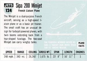 1956 Topps Jets (R707-1) #124 Sipa 200 Minijet            French liaison plane Back