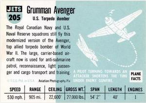 1956 Topps Jets (R707-1) #205 Grumman Avenger             U.S. torpedo bomber Back
