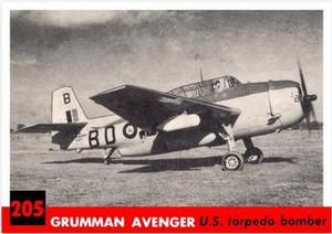 1956 Topps Jets (R707-1) #205 Grumman Avenger             U.S. torpedo bomber Front