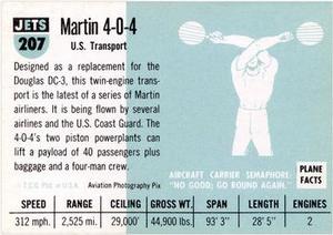 1956 Topps Jets (R707-1) #207 Martin 4-0-4                U.S. transport Back
