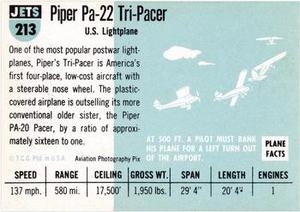 1956 Topps Jets (R707-1) #213 Piper Tri-Pacer             U.S. lightplane Back