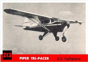 1956 Topps Jets (R707-1) #213 Piper Tri-Pacer             U.S. lightplane Front