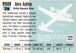 1956 Topps Jets (R707-1) #216 Avro Ashton                 British research plane Back