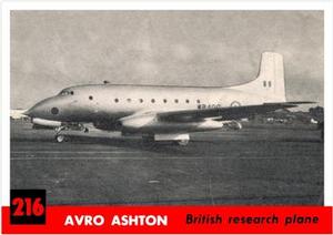 1956 Topps Jets (R707-1) #216 Avro Ashton                 British research plane Front