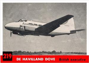 1956 Topps Jets (R707-1) #219 De Havilland Dove           British executive Front