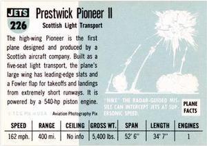 1956 Topps Jets (R707-1) #226 Prestwick Pioneer II        Scottish transport Back