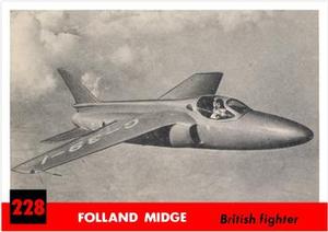1956 Topps Jets (R707-1) #228 Folland Midge               British fighter Front