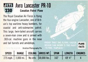 1956 Topps Jets (R707-1) #230 Avro PR-10                  Canadian patrol plane Back