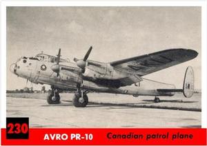 1956 Topps Jets (R707-1) #230 Avro PR-10                  Canadian patrol plane Front
