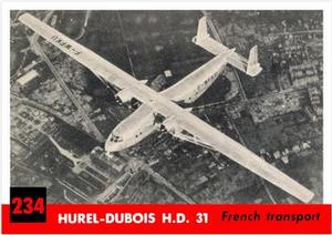 1956 Topps Jets (R707-1) #234 Hurel-Dubois H.D. 31        French transport Front