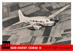 1956 Topps Jets (R707-1) #238 Sud-Ouest Corse II          French light transport Front