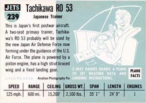 1956 Topps Jets (R707-1) #239 Tachikawa RO 53             Japanese trainer Back