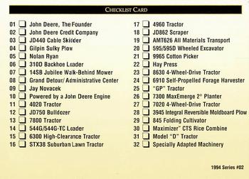 1994 TCM John Deere #2 John Deere Credit Company / Checklist 1-32 Back