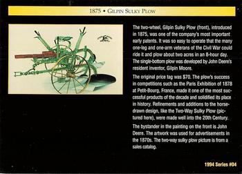 1994 TCM John Deere #4 1875 Gilpin Sulky Plow Back