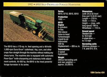 1994 TCM John Deere #24 1992 6910 Self-Propelled Forafe Harvester Back