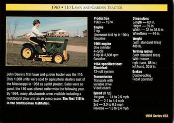 1994 TCM John Deere #33 1963 110 Lawn And Garden Tractor Back