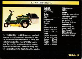 1994 TCM John Deere #97 1974 68 Riding Mower Back