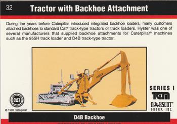 1993-94 TCM Caterpillar #32 Tractor with Backhoe Attachment Back