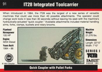 1993-94 TCM Caterpillar #91 IT28 Integrated Toolcarrier Back