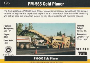 1993-94 TCM Caterpillar #195 PM-565 Cold Planer Back
