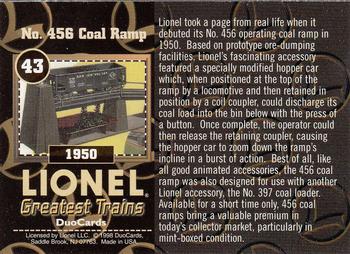 1998 DuoCards Lionel Greatest Trains #43 1950  No. 456 Coal Ramp Back