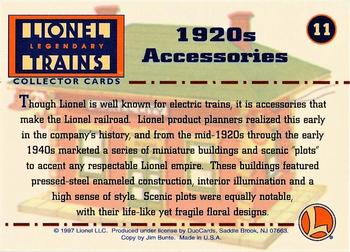 1997 DuoCards Lionel Legendary Trains #11 1920s Accessories Back