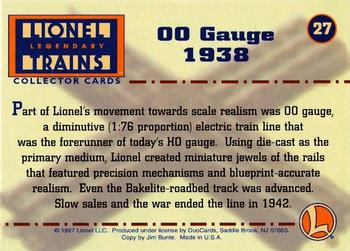 1997 DuoCards Lionel Legendary Trains #27 OO Gauge 1938 Back