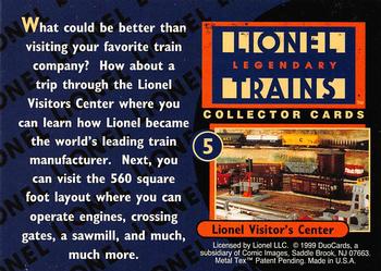 1999 DuoCards Lionel Legendary Trains #5 Lionel Visitor's Center Back