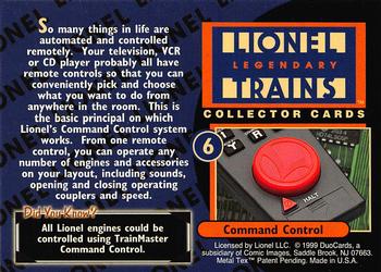 1999 DuoCards Lionel Legendary Trains #6 Command Control Back