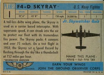 1957 Topps Planes (R707-2) #1 F4D Skyray Back